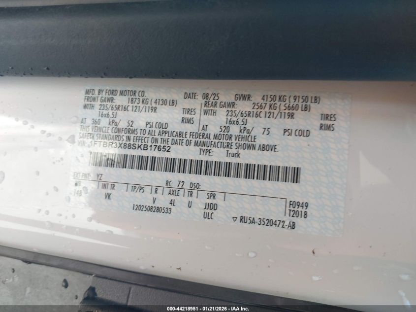 2025 Ford Transit-250 - 1FTBR3X88SKB17652