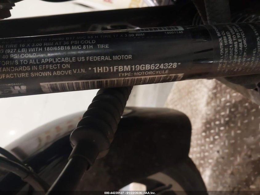 2016 Harley-Davidson Flhr Road King VIN: 1HD1FBM19GB624328 Lot: 44220127