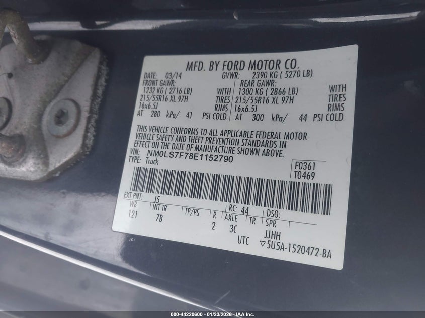 2014 Ford Transit Connect Xlt VIN: NM0LS7F78E1152790 Lot: 44220600