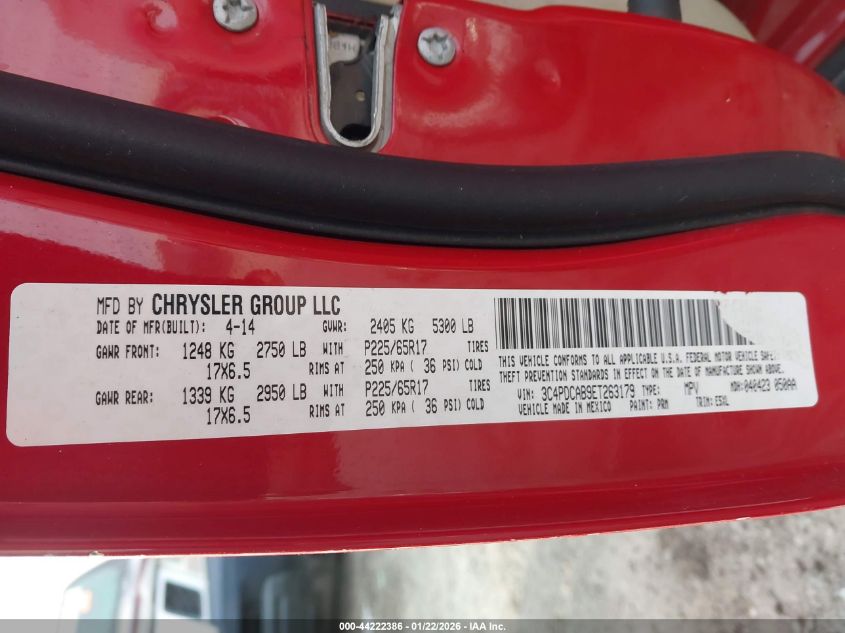 2014 Dodge Journey American Value Pkg VIN: 3C4PDCAB9ET263179 Lot: 44222386