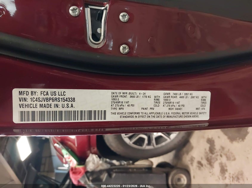 2024 Jeep Wagoneer Series Ii 4X4 VIN: 1C4SJVBP6RS154338 Lot: 44223220