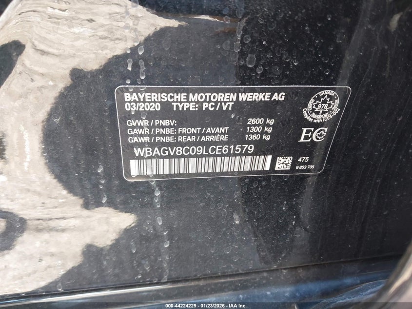 2020 BMW M850I Gtan Coupe xDrive VIN: WBAGV8C09LCE61579 Lot: 44224229