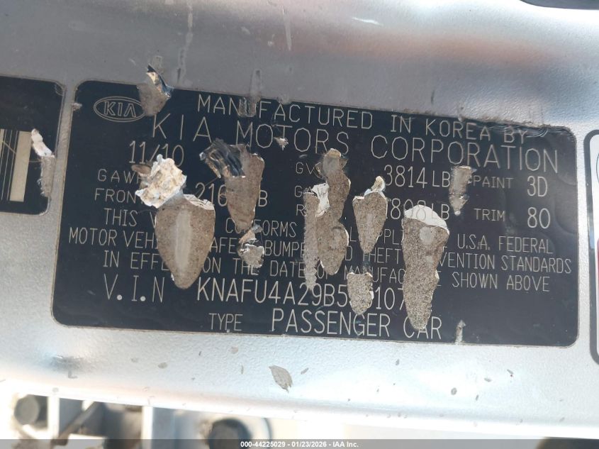 2011 Kia Forte Ex VIN: KNAFU4A29B5351076 Lot: 44225029