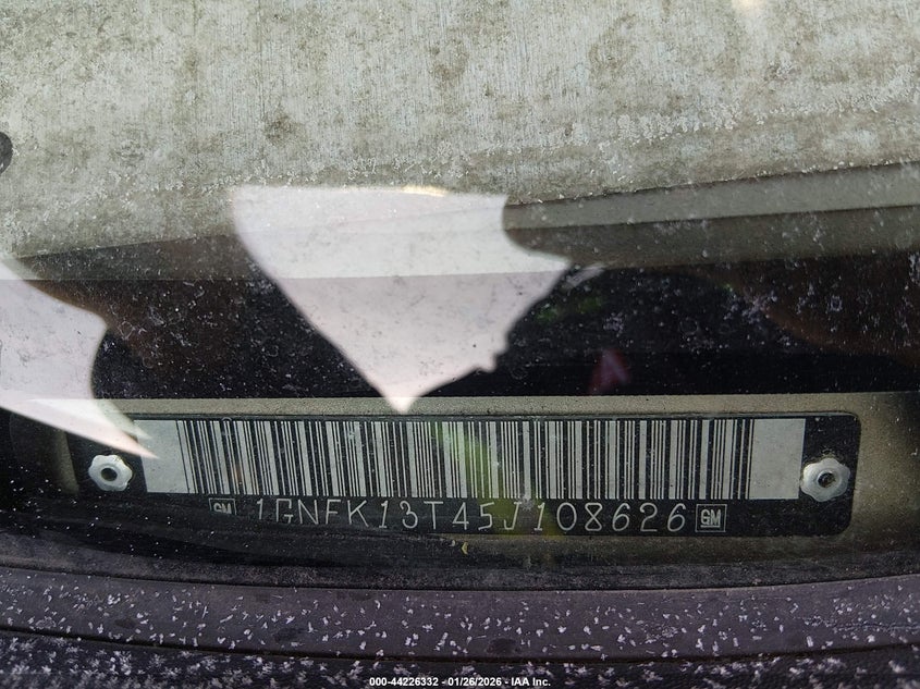 2005 Chevrolet Tahoe Lt VIN: 1GNFK13T45J108626 Lot: 44226332