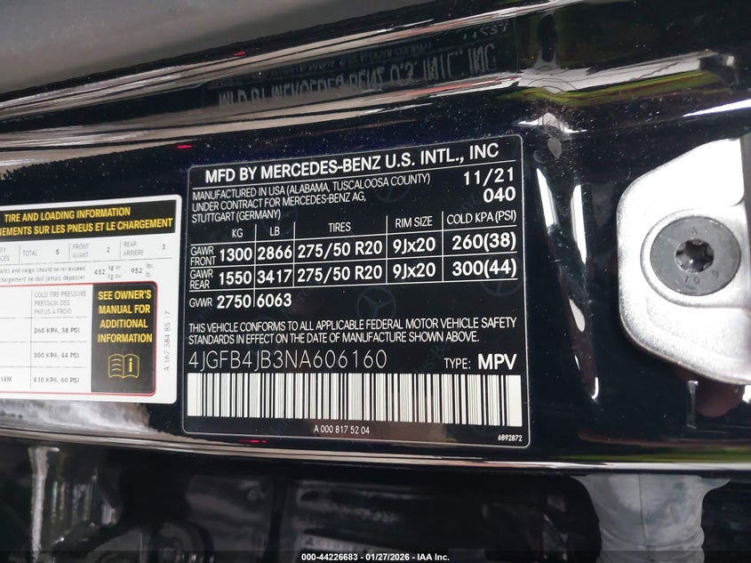 VIN 4JGFB4JB3NA606160 2022 MERCEDES-BENZ GLE 350