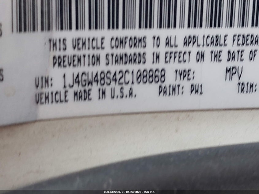 2002 Jeep Grand Cherokee Laredo VIN: 1J4GW48S42C108868 Lot: 44229079