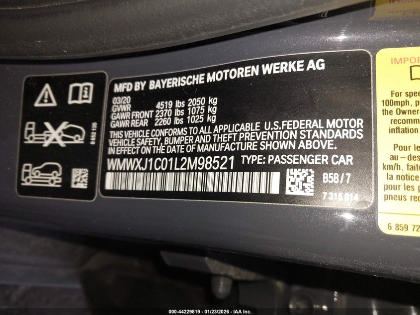 2020 Mini Clubman Cooper S VIN: WMWXJ1C01L2M98521 Lot: 44229819