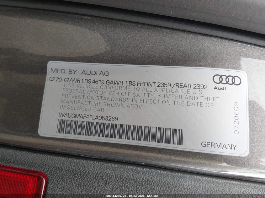 2020 Audi A4 Premium 40 Tfsi Front-Wheel Drive S Tronic VIN: WAUGMAF41LA053269 Lot: 44230723