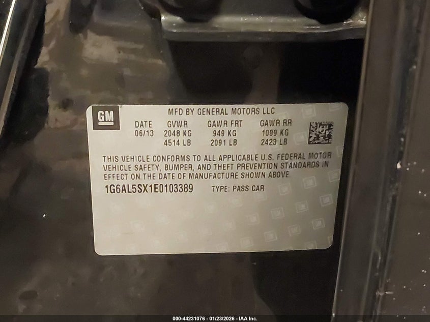 2014 Cadillac Ats Premium VIN: 1G6AL5SX1E0103389 Lot: 44231076