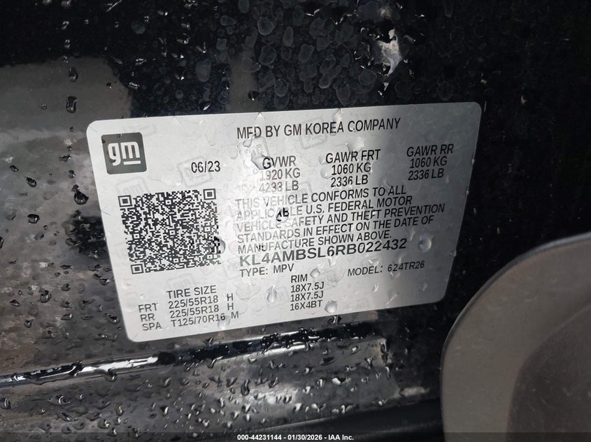 2024 Buick Encore Gx Preferred Fwd VIN: KL4AMBSL6RB022432 Lot: 44231144