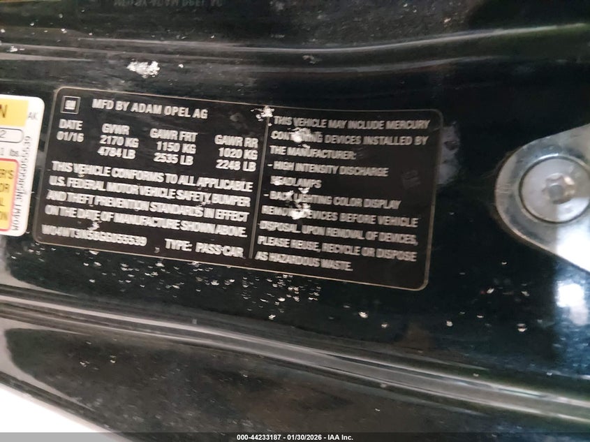 2016 Buick Cascada Premium VIN: W04WT3N58GG055539 Lot: 44233187