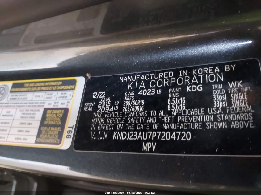 2023 Kia Soul S VIN: KNDJ23AU7P7204720 Lot: 44233994