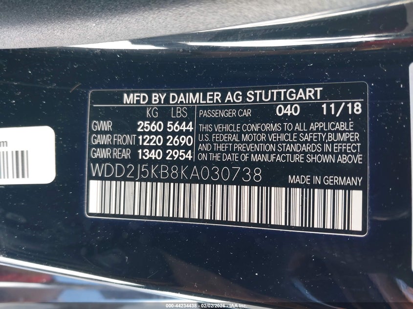 2019 Mercedes-Benz Cls 450 4Matic VIN: WDD2J5KB8KA030738 Lot: 44234438