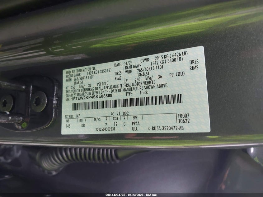 VIN 1FTEW2KP4SKE08888 2025 FORD F-150 STX