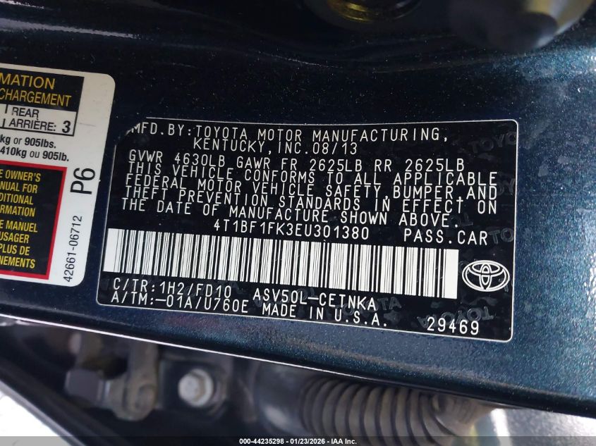 2014 Toyota Camry Le VIN: 4T1BF1FK3EU301380 Lot: 44235298