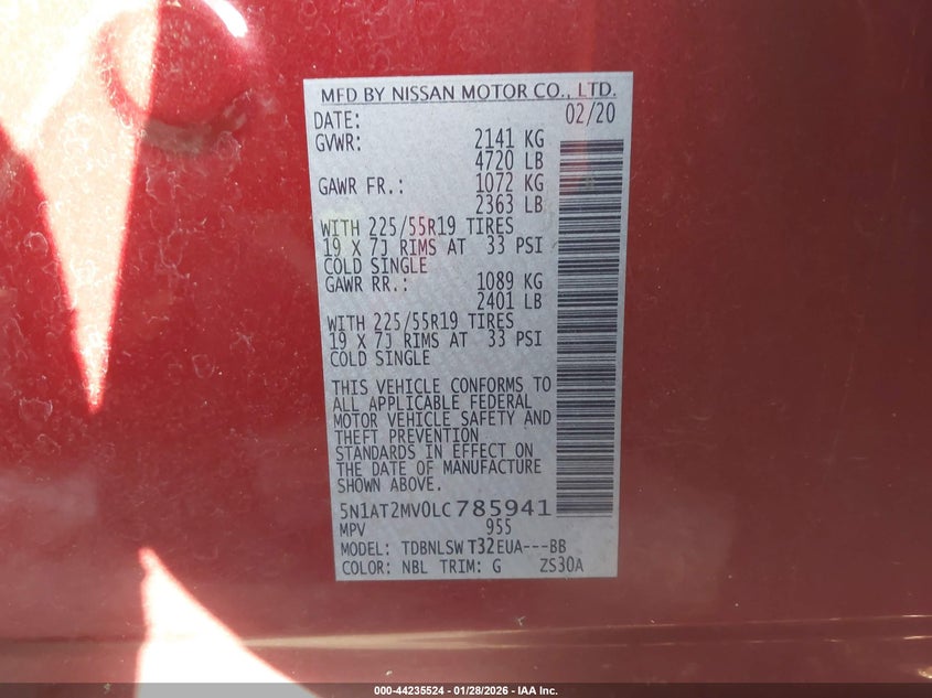 VIN 5N1AT2MV0LC785941 2020 NISSAN ROGUE SL INTELLIGENT AWD