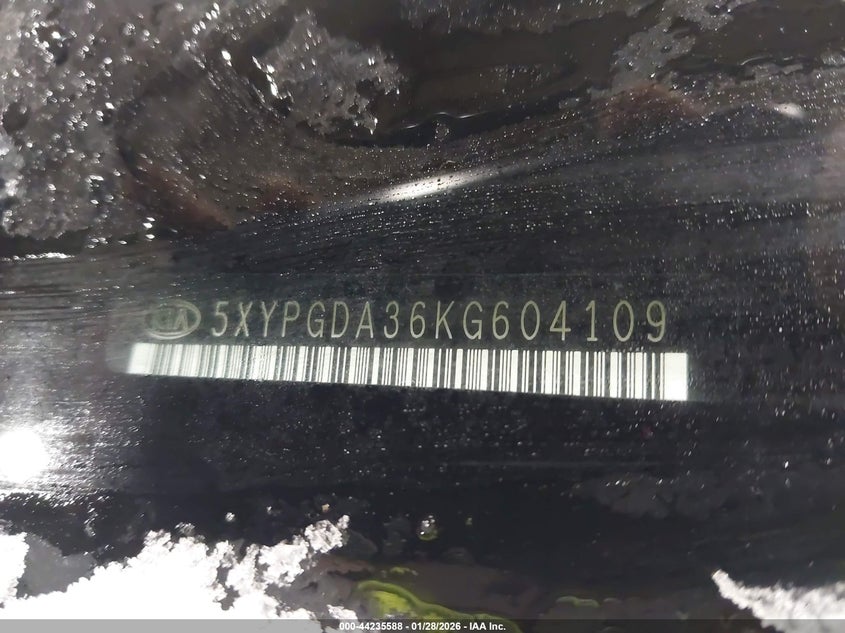 2019 Kia Sorento 2.4L Lx VIN: 5XYPGDA36KG604109 Lot: 44235588