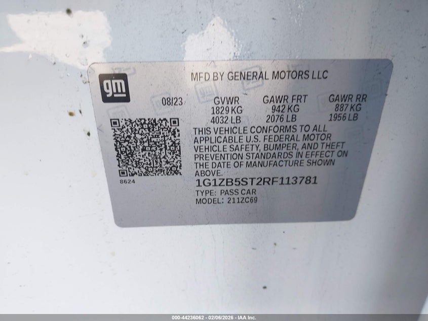 VIN 1G1ZB5ST2RF113781 2024 CHEVROLET MALIBU FWD LS