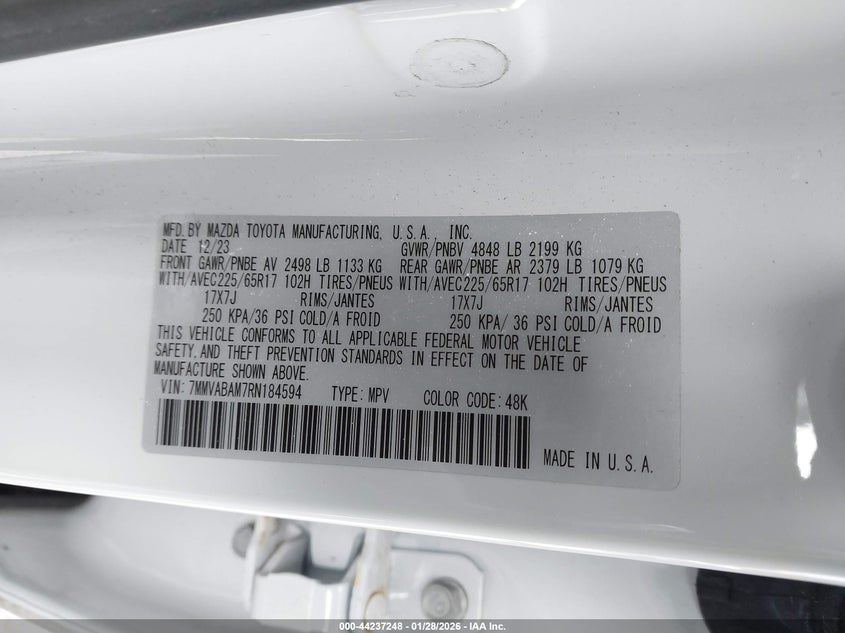 2024 Mazda Cx-50 2.5 S Select VIN: 7MMVABAM7RN184594 Lot: 44237248