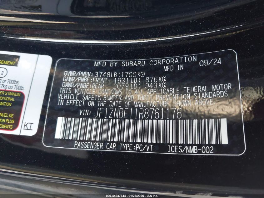 2024 Toyota Gr86 Premium VIN: JF1ZNBE11R8761176 Lot: 44237344