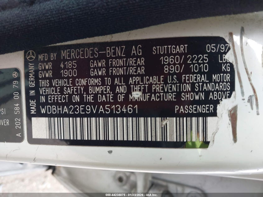 1997 Mercedes-Benz C 230 VIN: WDBHA23E9VA513461 Lot: 44238075