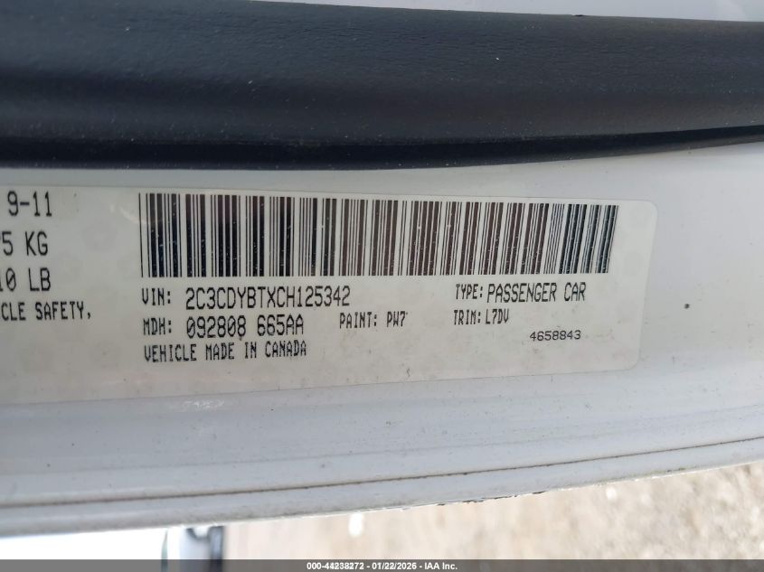 2012 Dodge Challenger R/T VIN: 2C3CDYBTXCH125342 Lot: 44238272