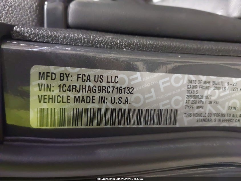 2024 Jeep Grand Cherokee Altitude X 4X4 VIN: 1C4RJHAG9RC716132 Lot: 44239296