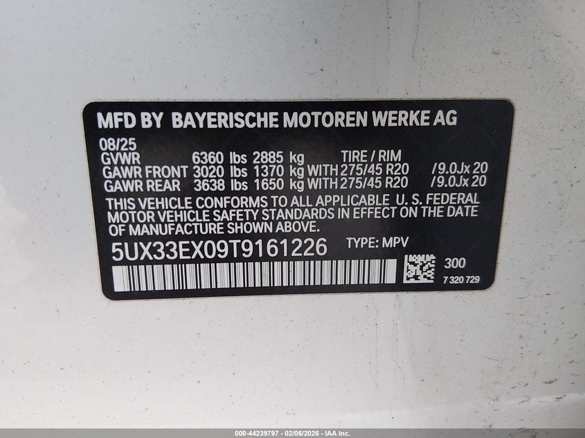 VIN: 5UX33EX09T9161226 2026 BMW X6 XDRIVE40I