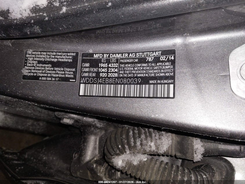 2014 Mercedes-Benz Cla 250 VIN: WDDSJ4EB8EN080039 Lot: 44241207