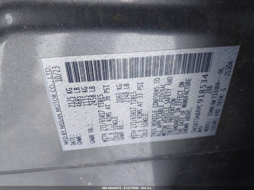 VIN 5N1BT3AB4PC918534 2023 NISSAN ROGUE S INTELLIGENT AWD