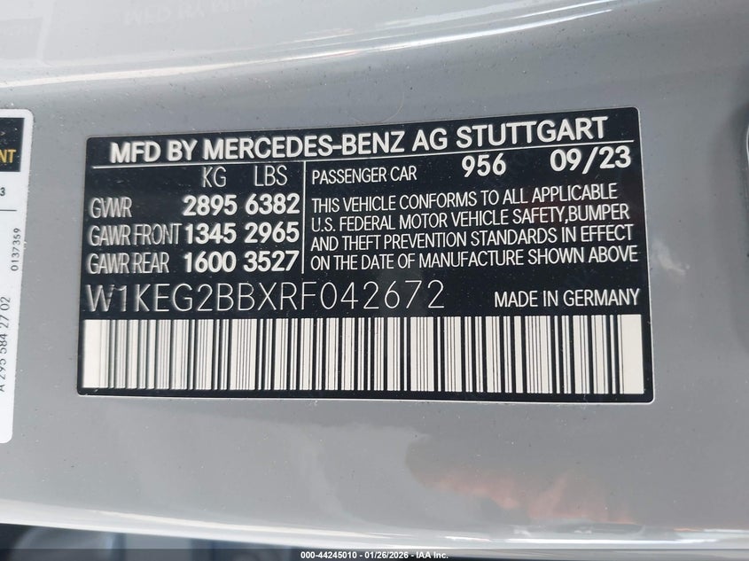 2024 Mercedes-Benz Eqe Eqe 350+ VIN: W1KEG2BBXRF042672 Lot: 44245010