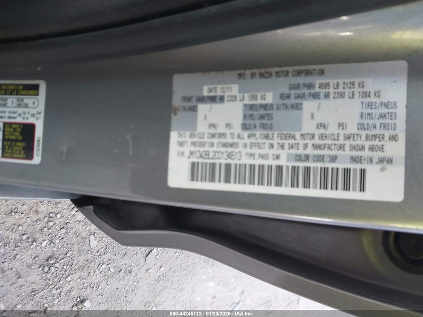 JM1CW2BL2C0134513 2012 Mazda 5 2.5 Sport silver