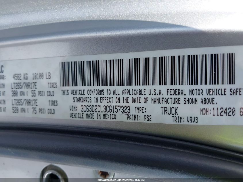 2012 Ram 3500 St VIN: 3C63D2CL3CG157323 Lot: 44245522