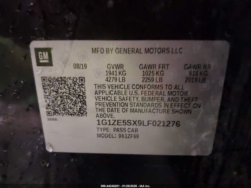 2020 Chevrolet Malibu Fwd Premier VIN: 1G1ZE5SX9LF021276 Lot: 44248281