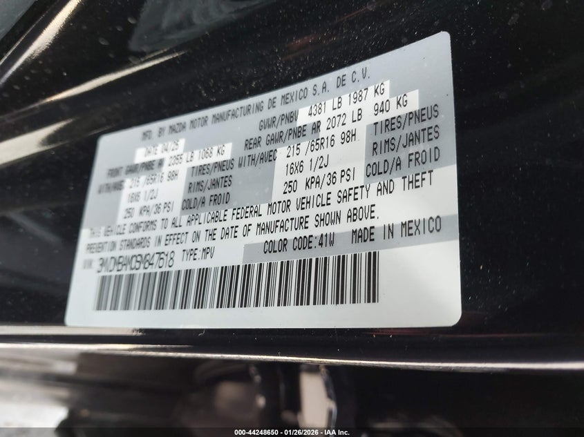 2025 Mazda Cx-30 2.5 S VIN: 3MVDMBAM0SM847618 Lot: 44248650