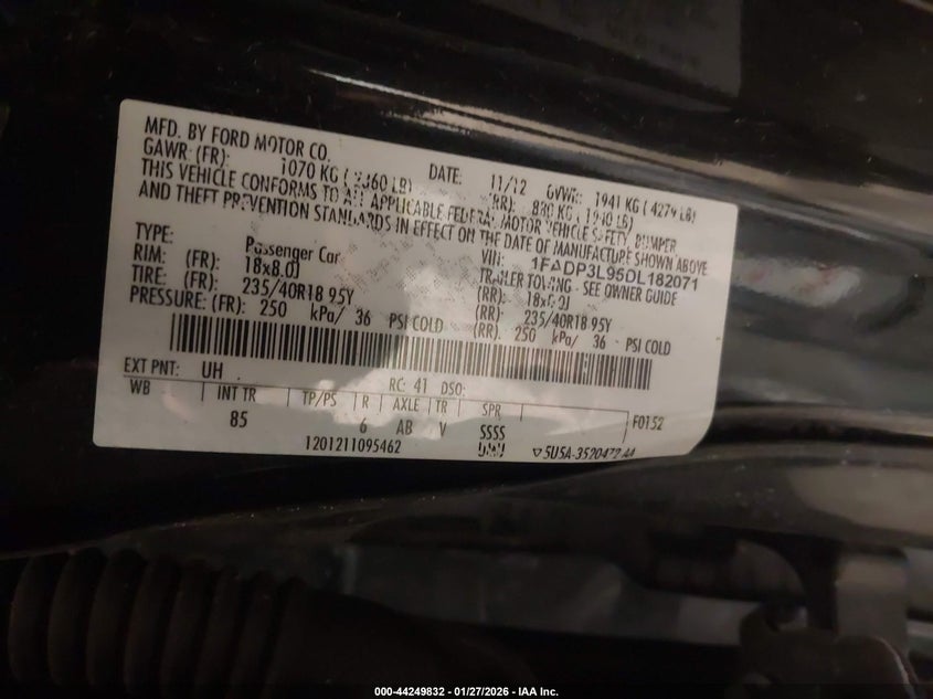 2013 Ford Focus St VIN: 1FADP3L95DL182071 Lot: 44249832