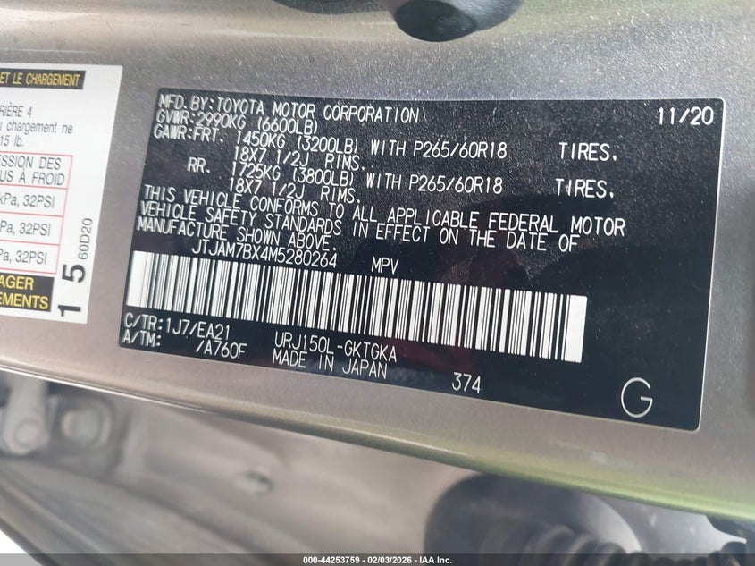 2021 Lexus Gx 460 Premium VIN: JTJAM7BX4M5280264 Lot: 44253759