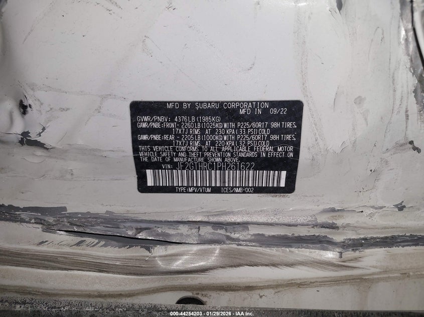 2023 SUBARU CROSSTREK 2.5L H-4 DI, DOHC, V(VIN: JF2GTHRC1PH261622