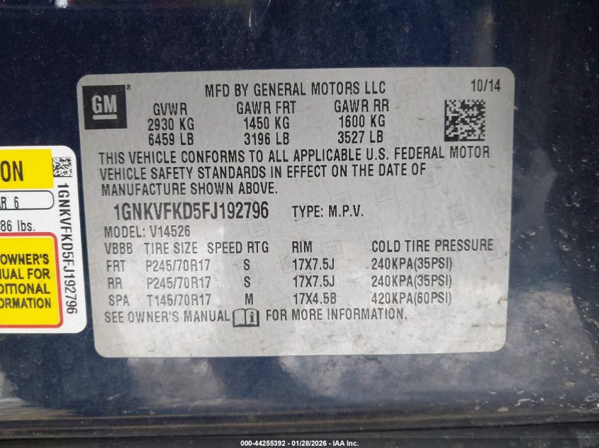 2015 CHEVROLET TRAVERSE LS