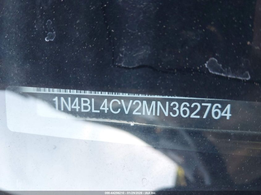 2021 Nissan Altima Sr Fwd VIN: 1N4BL4CV2MN362764 Lot: 44256210