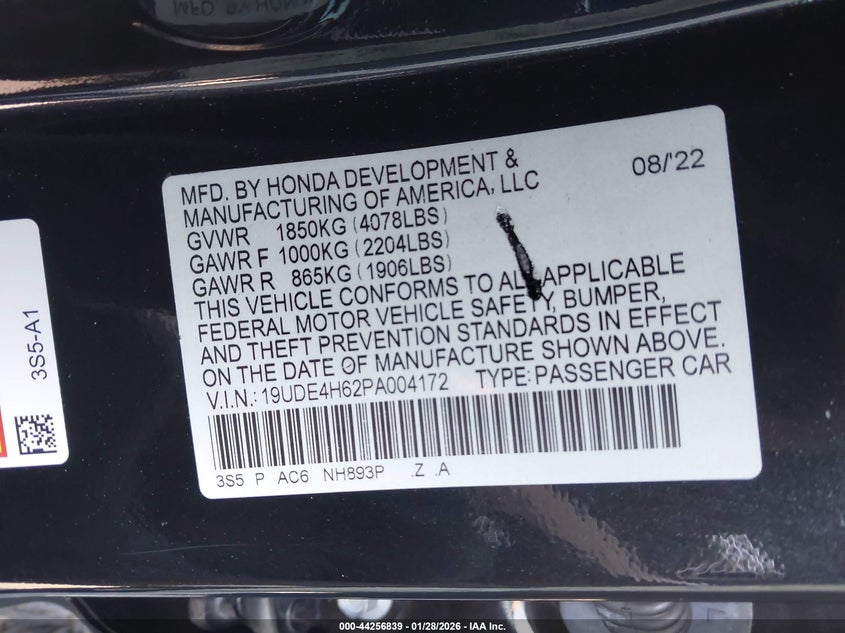 2023 Acura Integra A-Spec Technology VIN: 19UDE4H62PA004172 Lot: 44256839