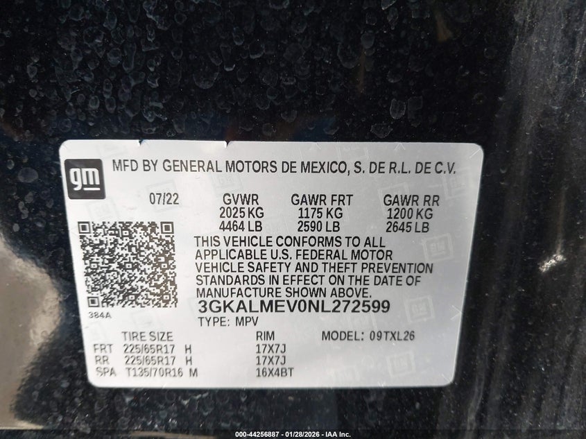 2022 GMC Terrain Fwd Sle VIN: 3GKALMEV0NL272599 Lot: 44256887
