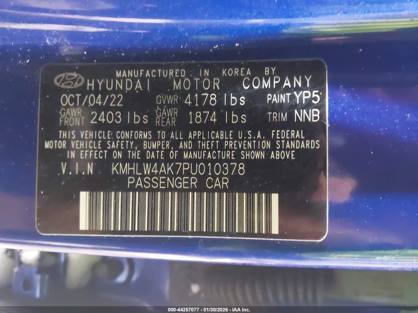 2023 Hyundai Elantra N VIN: KMHLW4AK7PU010378 Lot: 44257077