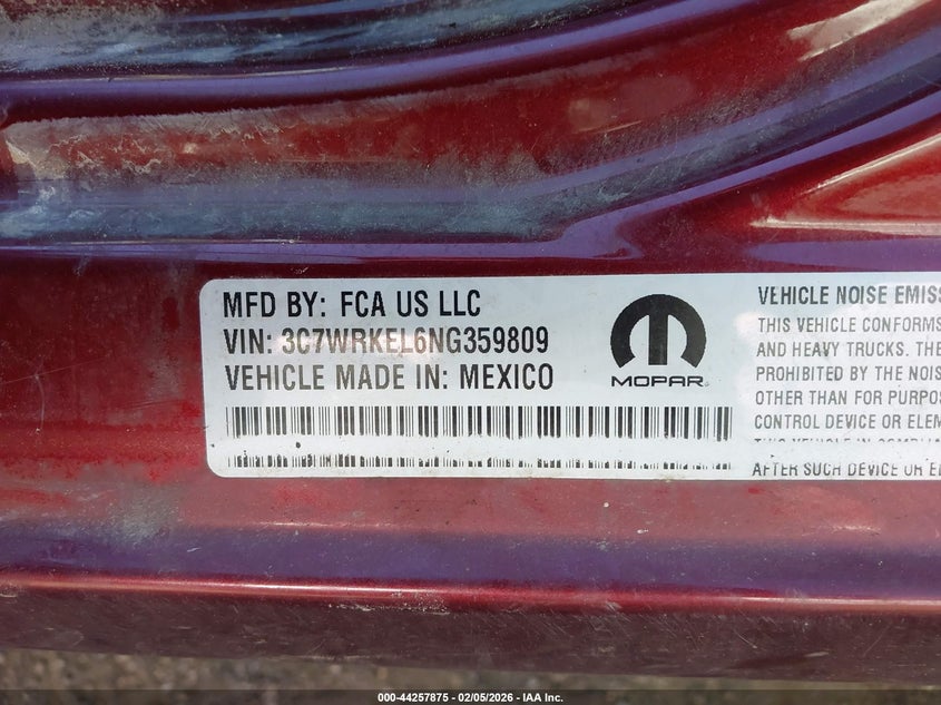 2022 Ram 4500 Chassis Tradesman/Slt/Laramie/Limited VIN: 3C7WRKEL6NG359809 Lot: 44257875