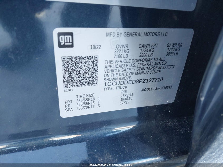 2023 CHEVROLET SILVERADO 1500(VIN: 1GCUDDED8PZ127710