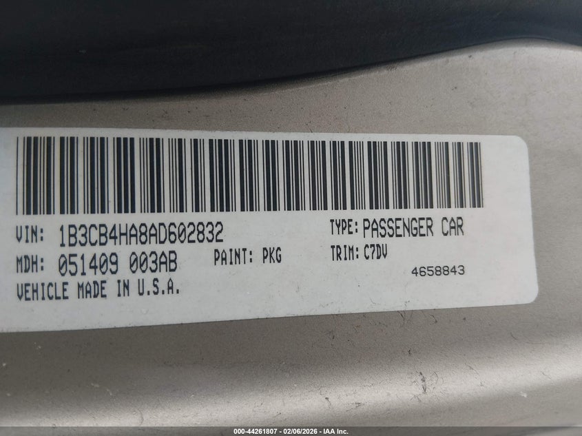 2010 Dodge Caliber Sxt VIN: 1B3CB4HA8AD602832 Lot: 44261807