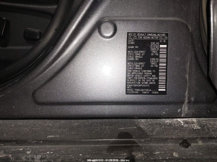 2019 Nissan Rogue Sv VIN: KNMAT2MV0KP530475 Lot: 44261910