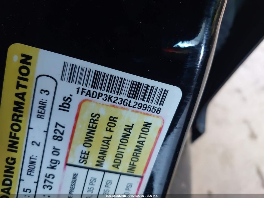 2016 Ford Focus Se VIN: 1FADP3K23GL299558 Lot: 44265898