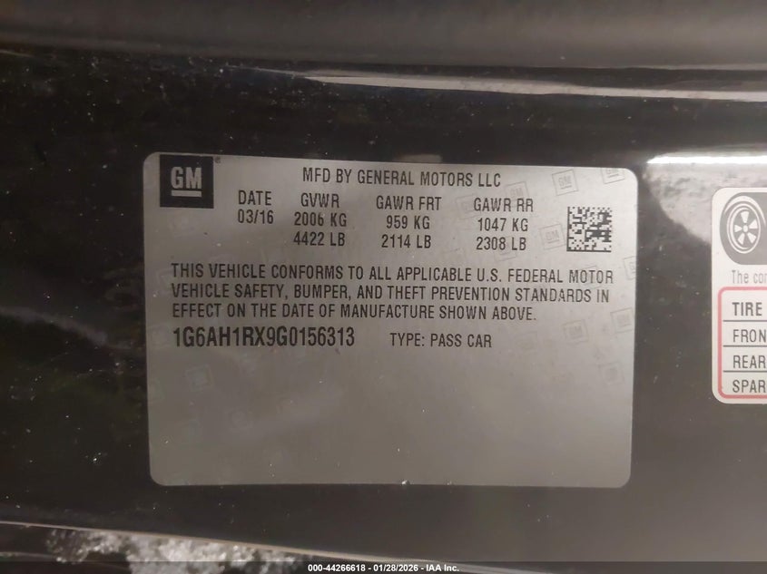 2016 Cadillac Ats Luxury Collection VIN: 1G6AH1RX9G0156313 Lot: 44266618