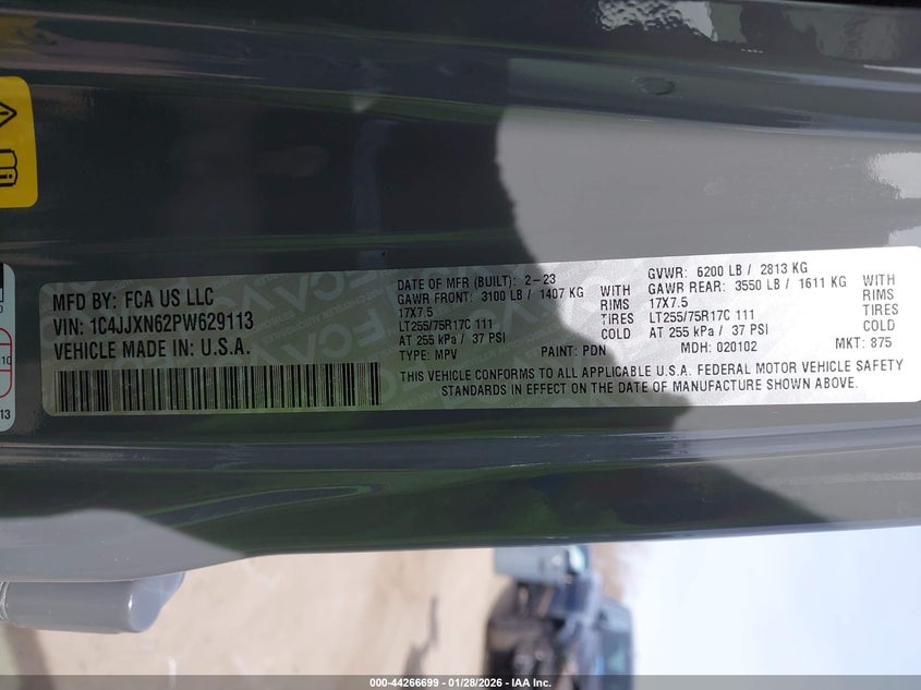 2023 Jeep Wrangler 4Xe 4X4 VIN: 1C4JJXN62PW629113 Lot: 44266699